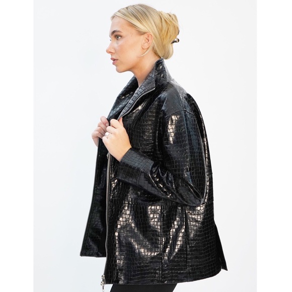 NWT DUETTE NYC Vegan Leather Embossed Jacket - "The Laight" - Picture 6 of 12